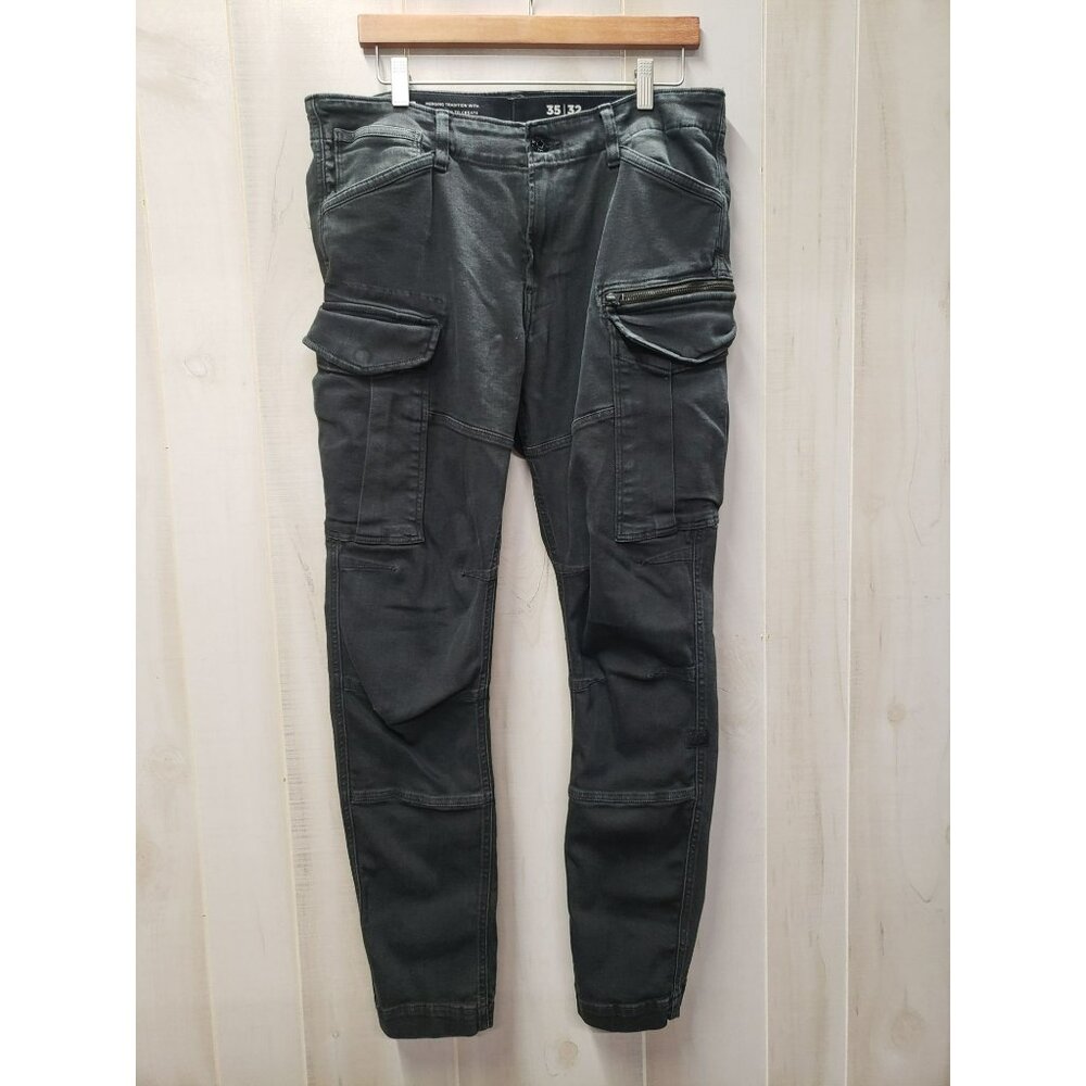 G-star Raw Rovic Zip 3D Skinny Pant, Black Denim, Men’s W35 L32, measure 35x29